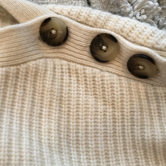 Cream Wool Madewell Sweater with Buttons - Picture 3 of 3